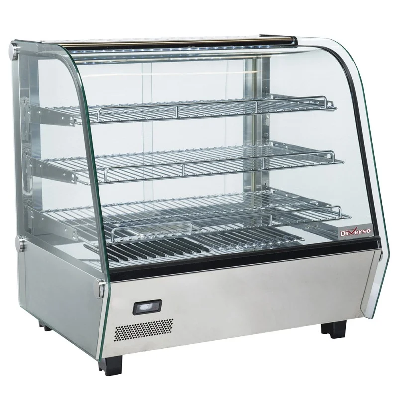 Offre Limitée Vitrine Chauffante de Comptoir, 3 Niveaux, Verre Courbé