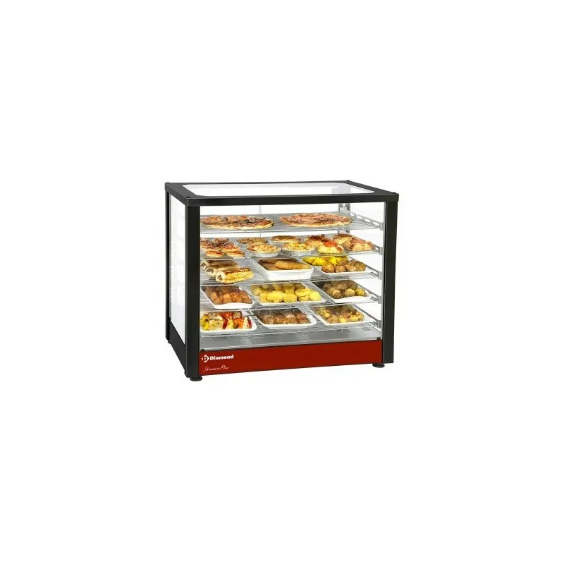Promotion Saisonnière Vitrine chauffante ventilée, 5 niveaux, panoramique (Noire)