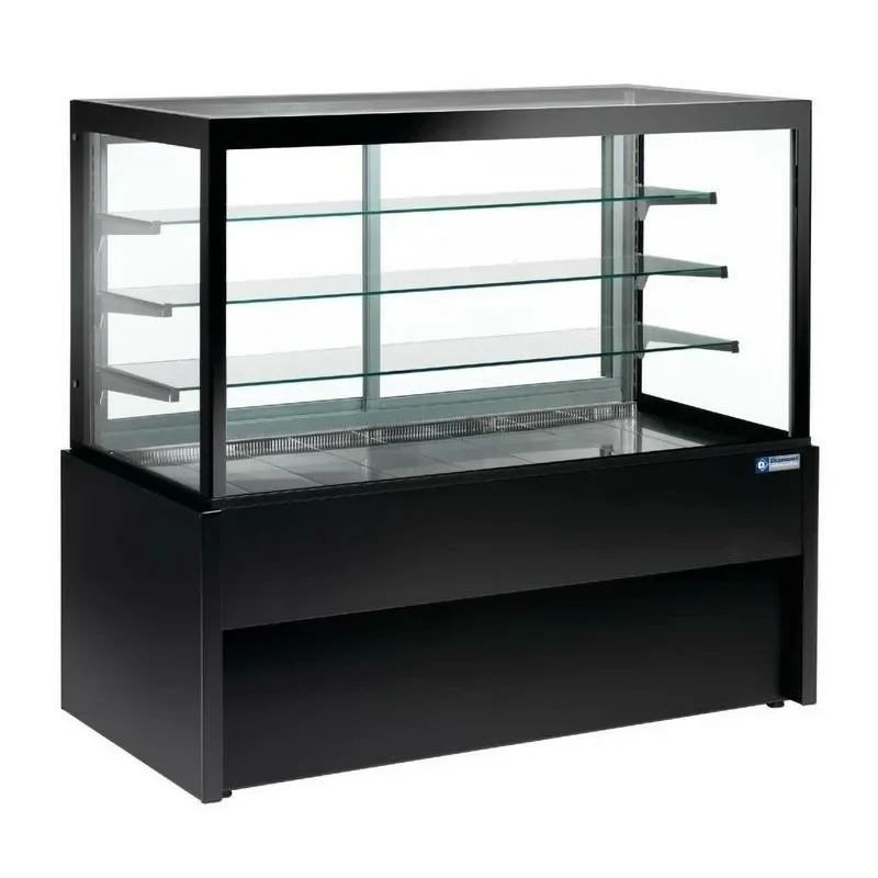 Vitrine comptoir noire panoramique - ventilée - 4 niveaux - sans réserve - L 1500 mm Commande En Gros