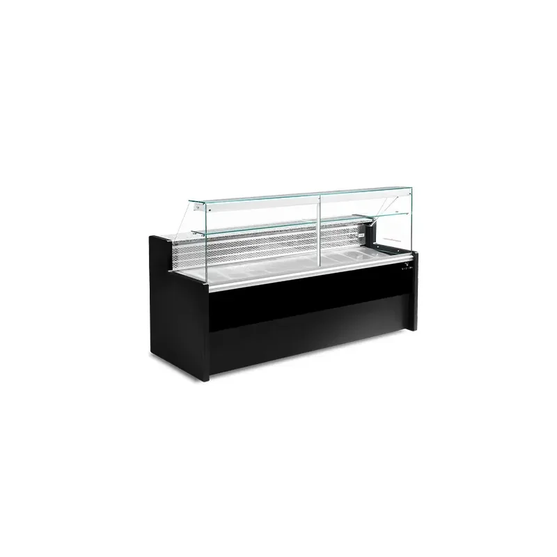 Commander Maintenant Vitrine comptoir réfrigéré à vitrage droit 90°, avec réserve - NOIR - 1000 x 790 x 1220 mm - Gamme MIAMI