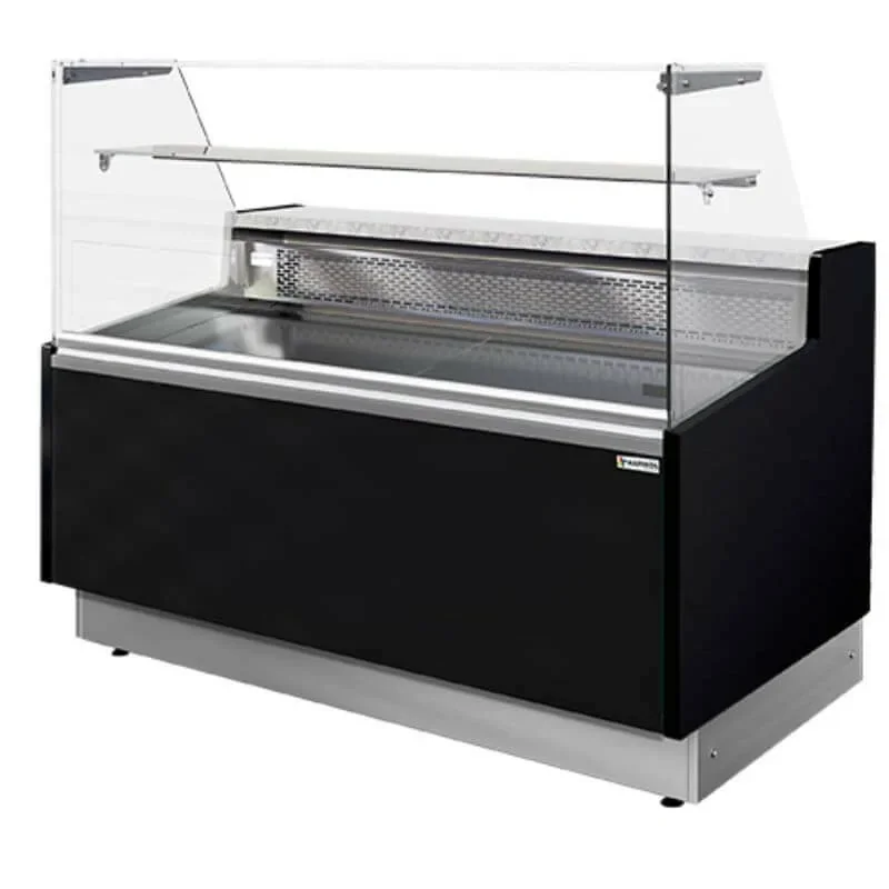 Vitrine comptoir réfrigéré à vitrage droit 90°, avec réserve - NOIR - 1020 x 820 x 1237 mm - Gamme ATENA LUX Bon Plan