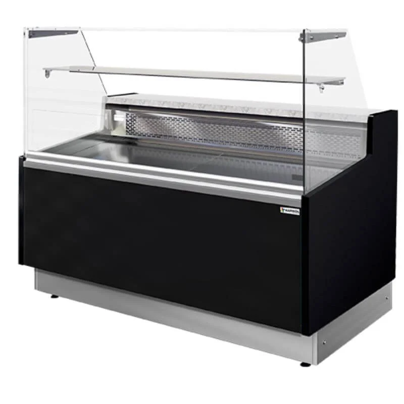 Vitrine comptoir réfrigéré à vitrage droit 90°, avec réserve - NOIR - 1980 x 820 x 1237 mm - Gamme ATENA LUX Meilleur Choix