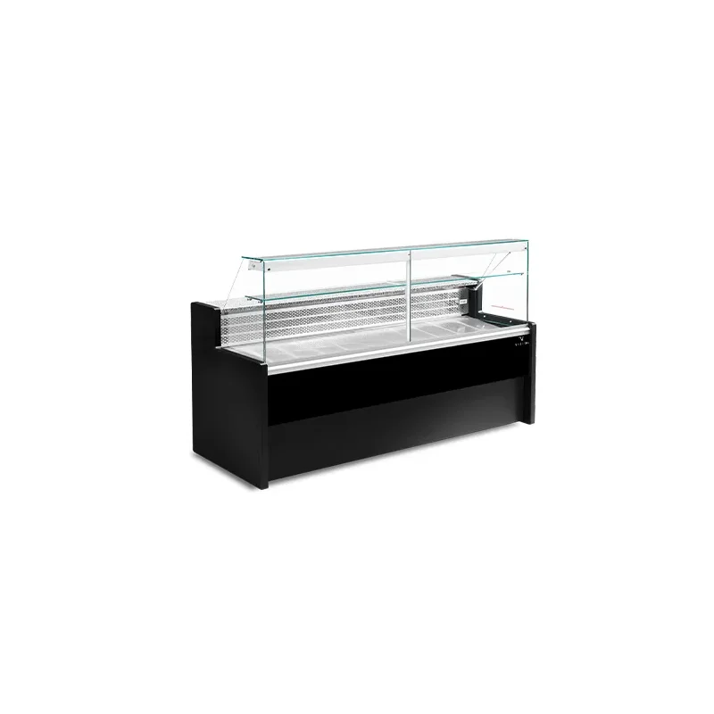 Vitrine comptoir réfrigéré à vitrage droit 90°, avec réserve - NOIR - 2000 x 790 x 1220 mm - Gamme MIAMI Dernier Modèle