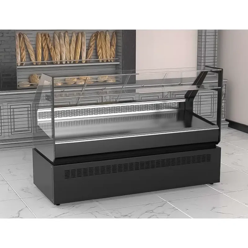 Vitrine comptoir réfrigéré à vitrage droit avec réserve - Froid statique - NOIR - 1500 x 865 x 1345 mm - Gamme AVEIRO Achat Immédiat
