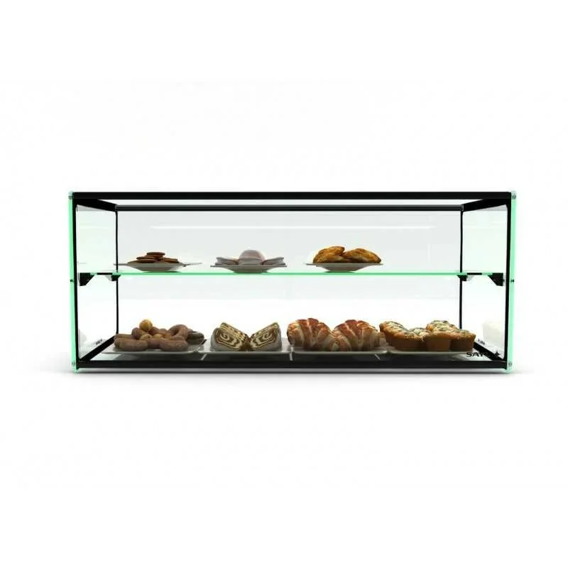 Vitrine d'exposition neutre avec LED - 2 niveaux - Cuve plane - Version Standard - EP36M - SAYL Prix Promo