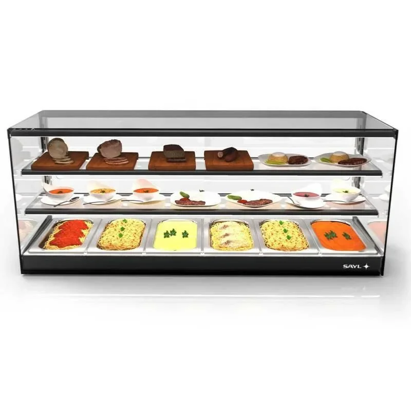 Vente Flash Vitrine de boulangerie chaude bain-marie Série LOGIC Triple - 2 niveaux - 840 x 395 x 460 mm - SAYL