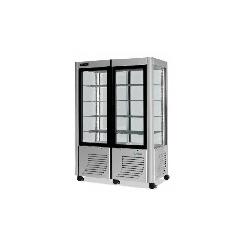Vitrine de boulangerie double4 faces négative - 800 litres - Couleur Argent Remise
