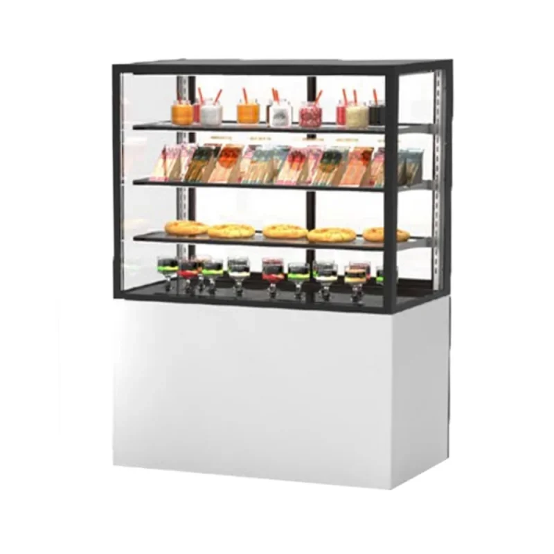 Prix Promo Vitrine de boulangerie neutre - Service avant-arrière - Série INTEGRA avec base de 100 - 3 niveaux - 1000 x 600 x 1400 mm - SAYL